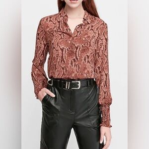 Express Snakeprint Animal Print blouse top shirt Long sleeved sheer (ish) fabric